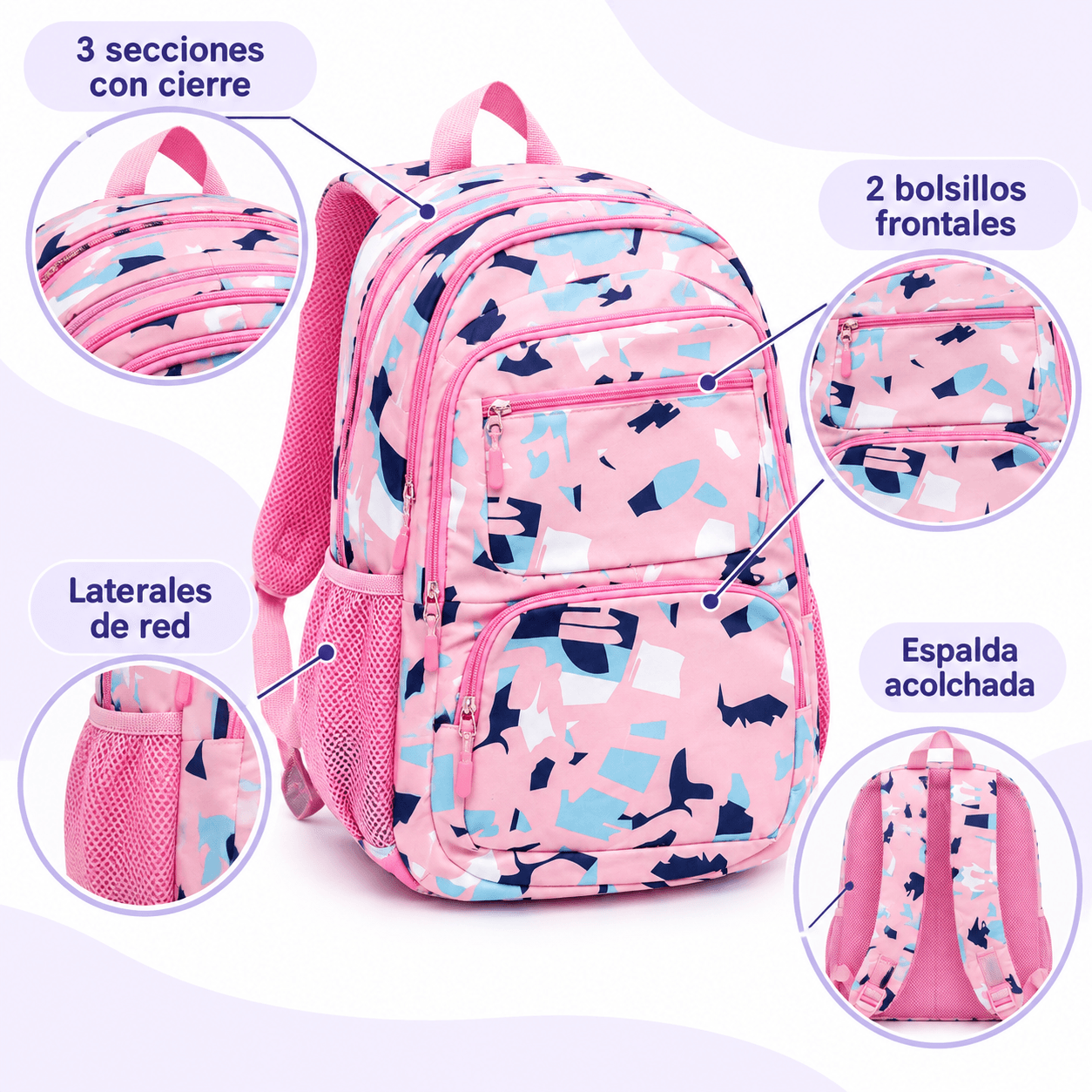 Mochila escolar fantas?a rosa - imagen 6 |MOCHFUR|