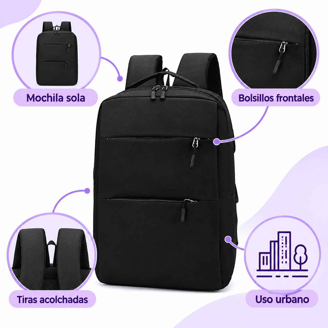 Mochila urbana negro - imagen 6 |MOCH31CABNEG|