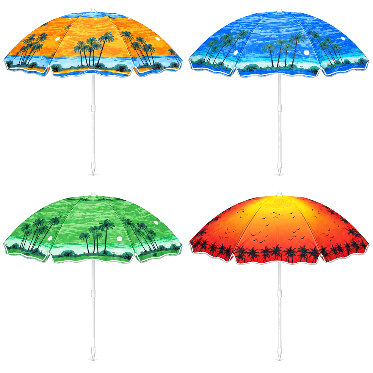 Sombrilla Playera Tropical Estampada 150 cm con Poste Desmontable