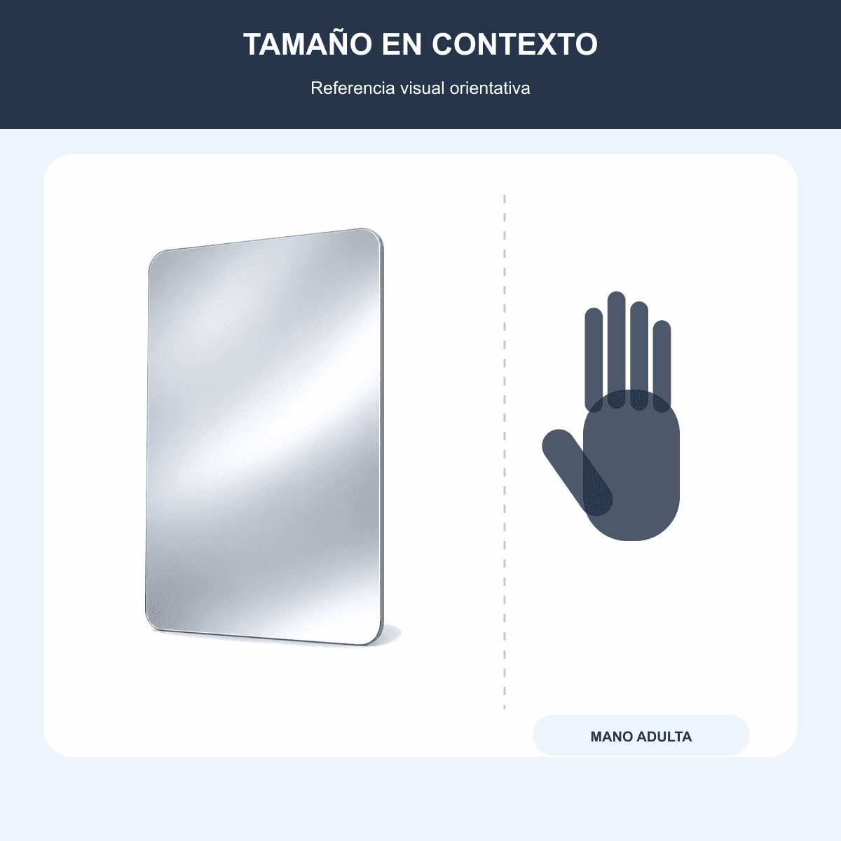 Espejo Rectangular Flexible Autoadhesivo - 20 x 30 cm - Referencia visual de escala |US190|