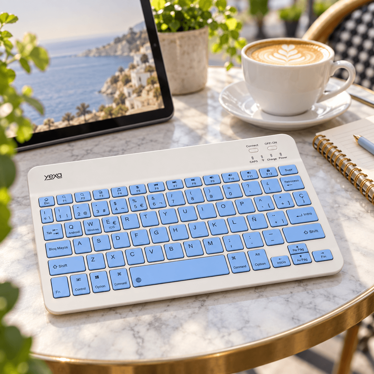 HANDOFF-2026-09-23|TECUFCEL|07|74eabc1f46ca|Teclado Bluetooth Ultrafino YEXA MODY-00DY Celeste de 78 Teclas