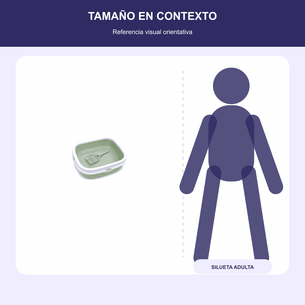 HANDOFF-48|US576|04|001df0213ae4|Arenero Grande para Gatos con Borde y Pala - Verde - Referencia visual de escala