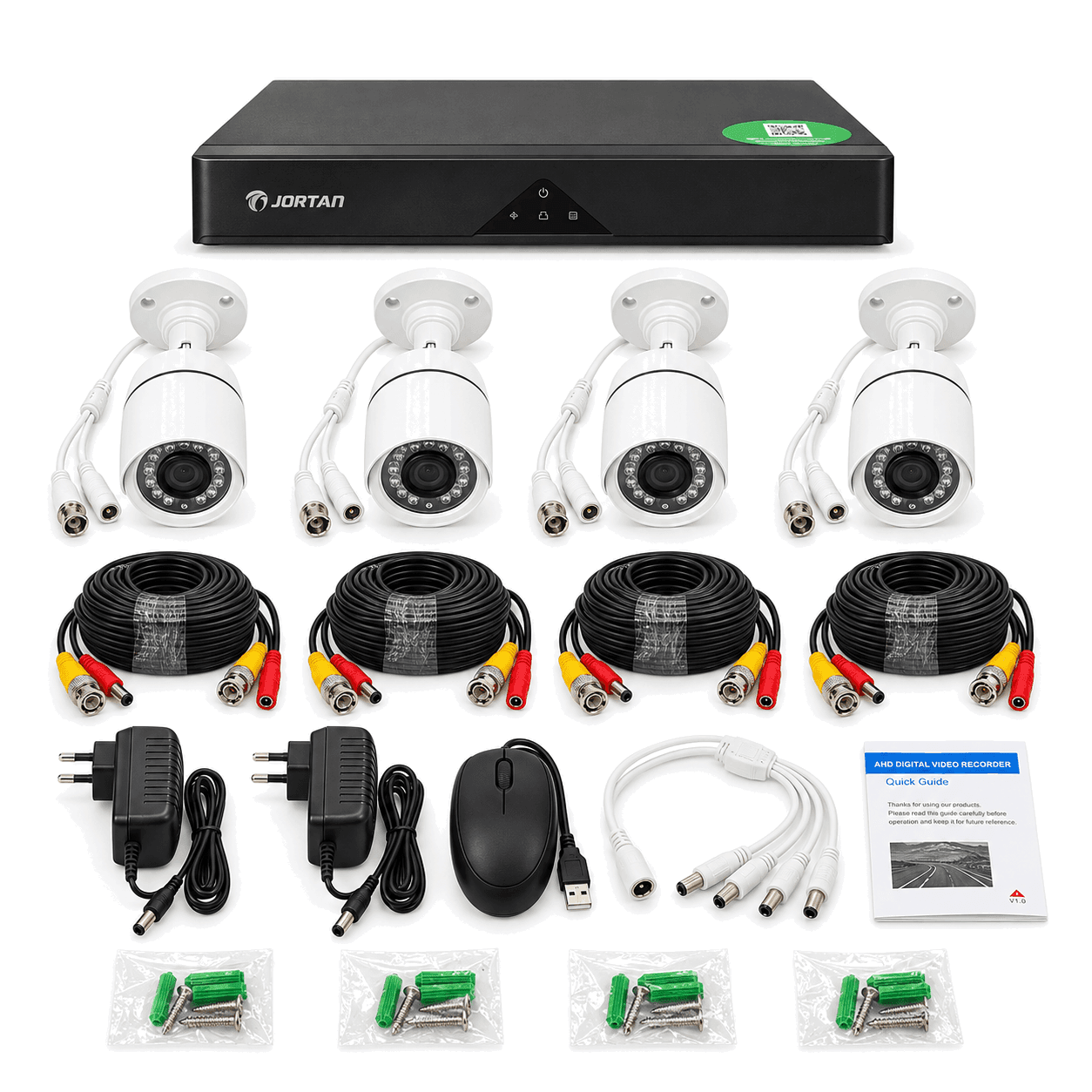 Kit CCTV Jortan JT-6115AHD-4 DVR AHD 4 Canales + 4 Cámaras