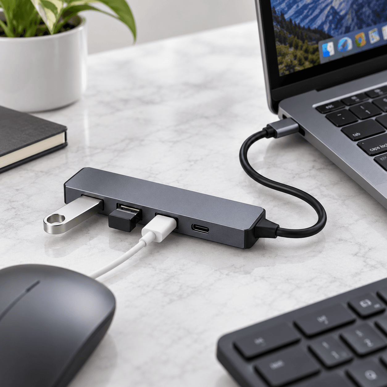 Hub USB Tipo C de 4 Puertos en Aluminio para Notebook — miniatura 2