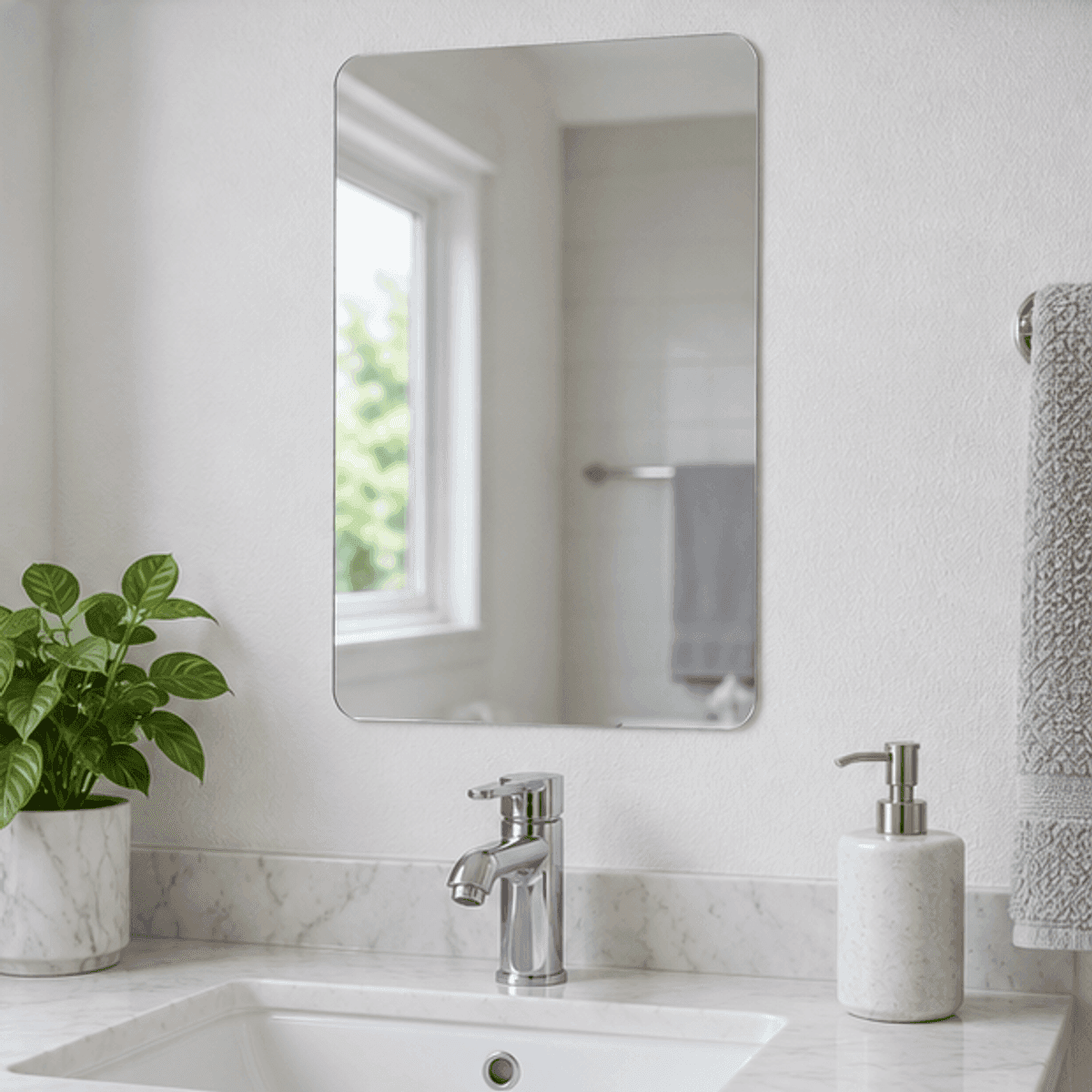 Espejo Rectangular Flexible Autoadhesivo - 20 x 30 cm - Producto en contexto |US190|