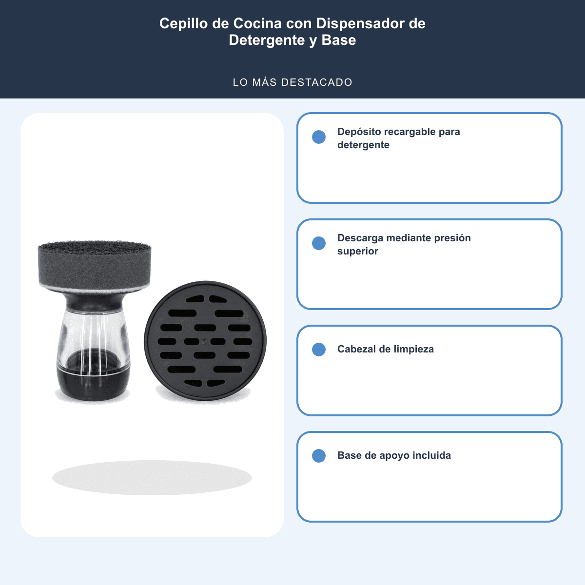 HANDOFF-48|ESPCOCINAINT|06|d961844e3c82|Cepillo de Cocina con Dispensador de Detergente y Base - Única - Informacion destacada