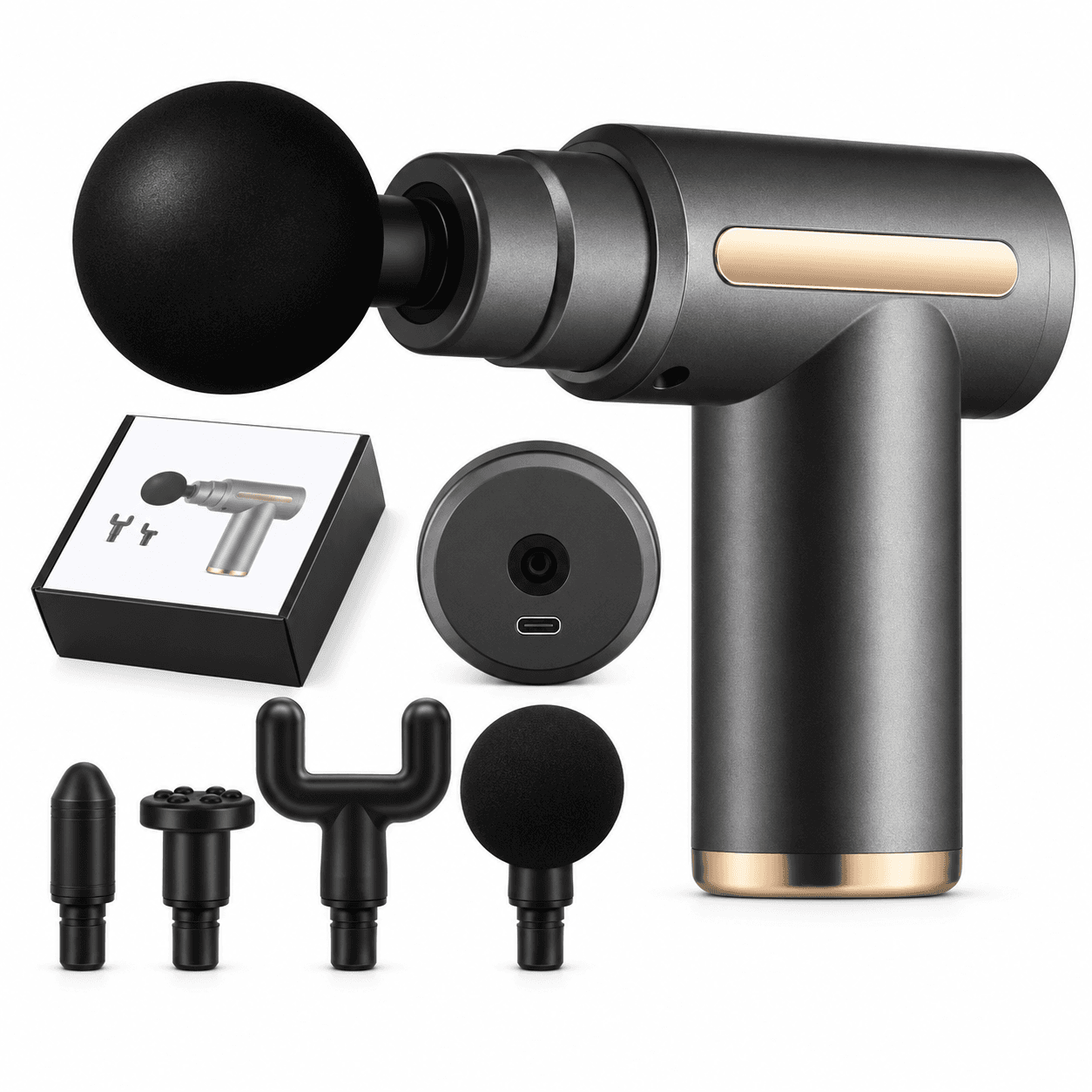 Pistola Masajeadora Exxtra Tech con 4 Cabezales y Carga USB-C