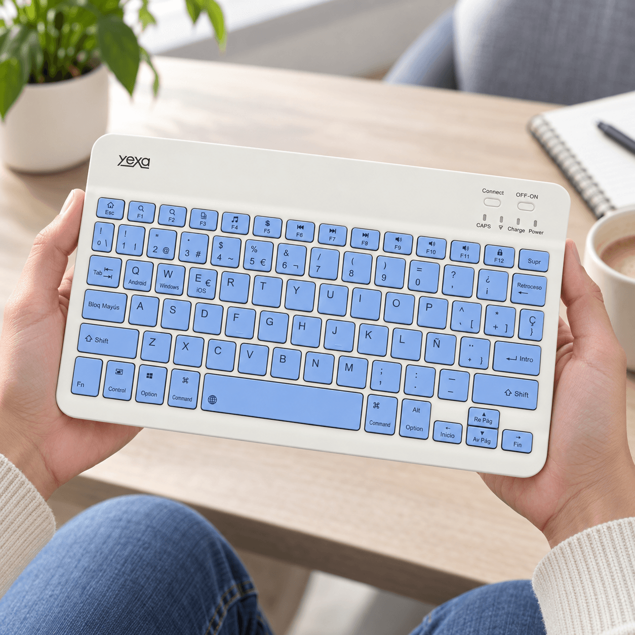HANDOFF-2026-09-23|TECUFCEL|04|e8ec925ec8c9|Teclado Bluetooth Ultrafino YEXA MODY-00DY Celeste de 78 Teclas