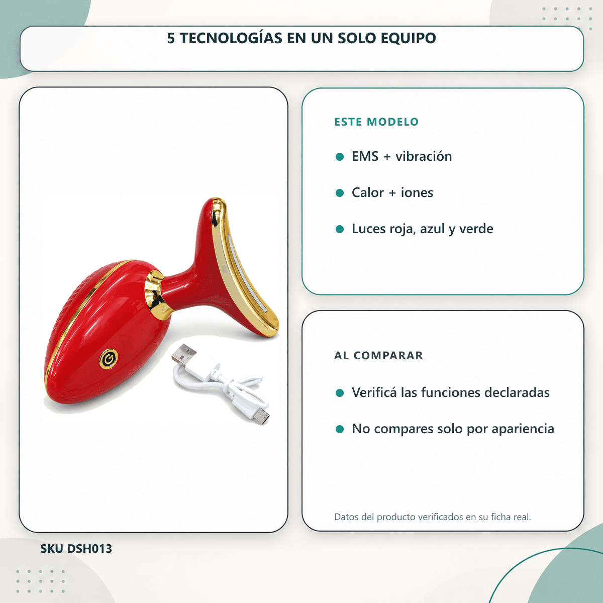 HANDOFF-48|DSH013|06|5319fa91b436|Masajeador Facial y de Cuello Recargable S-66 - Rojo - Comparativa de prestaciones verificadas