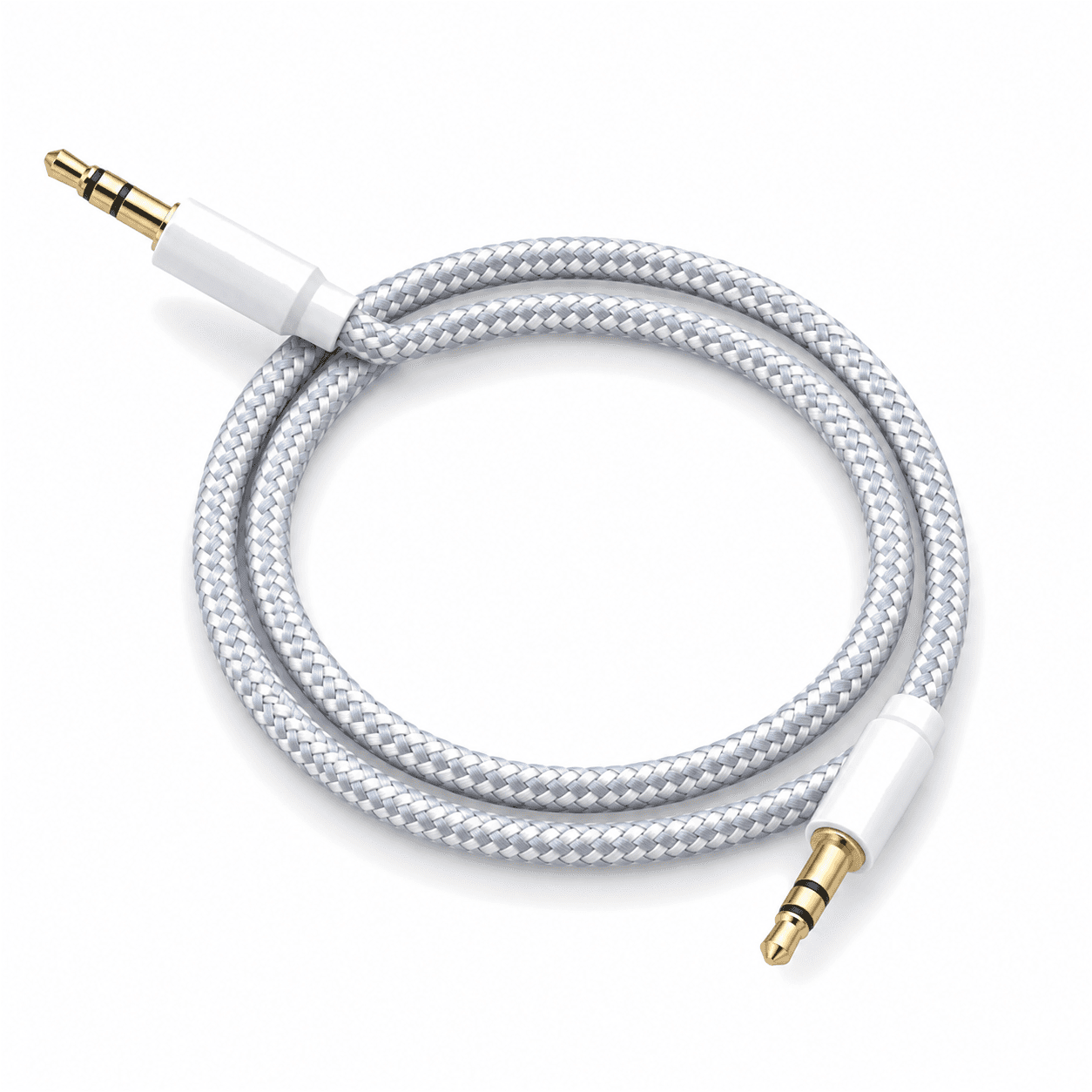 Cable Auxiliar 3.5 mm Macho a Macho Mallado 1 m Blanco