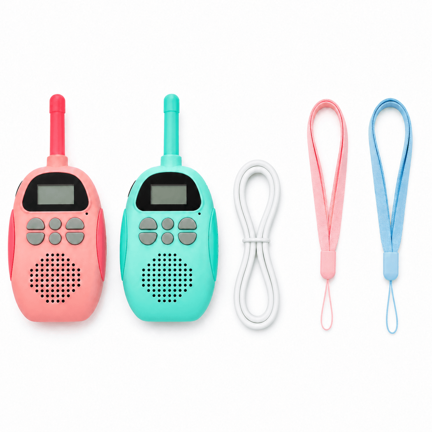 Handy Walkie Talkie Recargable USB Par de 2 con Linterna y Cordón — miniatura 5