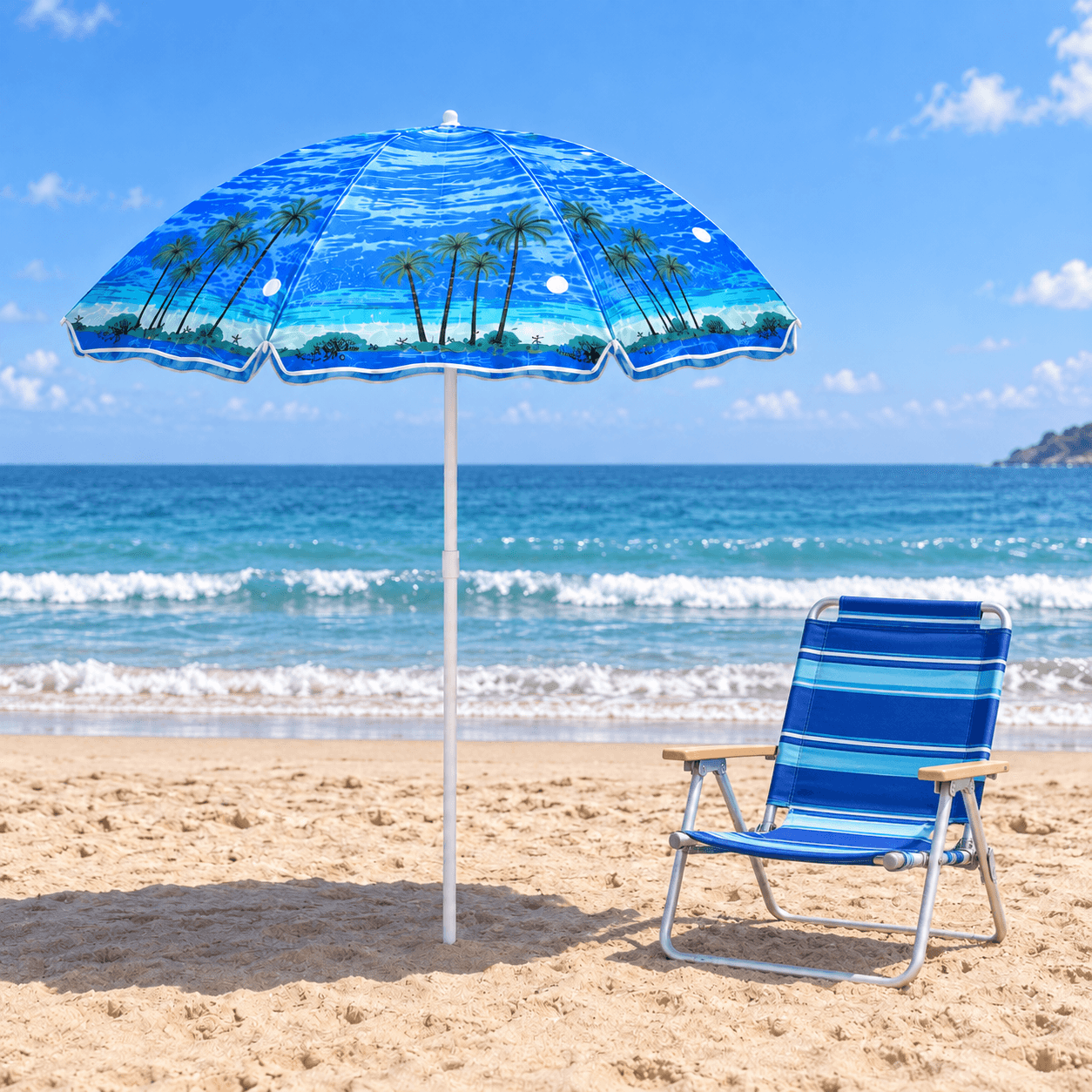 Sombrilla Playera Tropical Estampada 150 cm con Poste Desmontable - foto 04 [SOMBRILLA-KM7450-2026-09-25 77da9bffa36a]