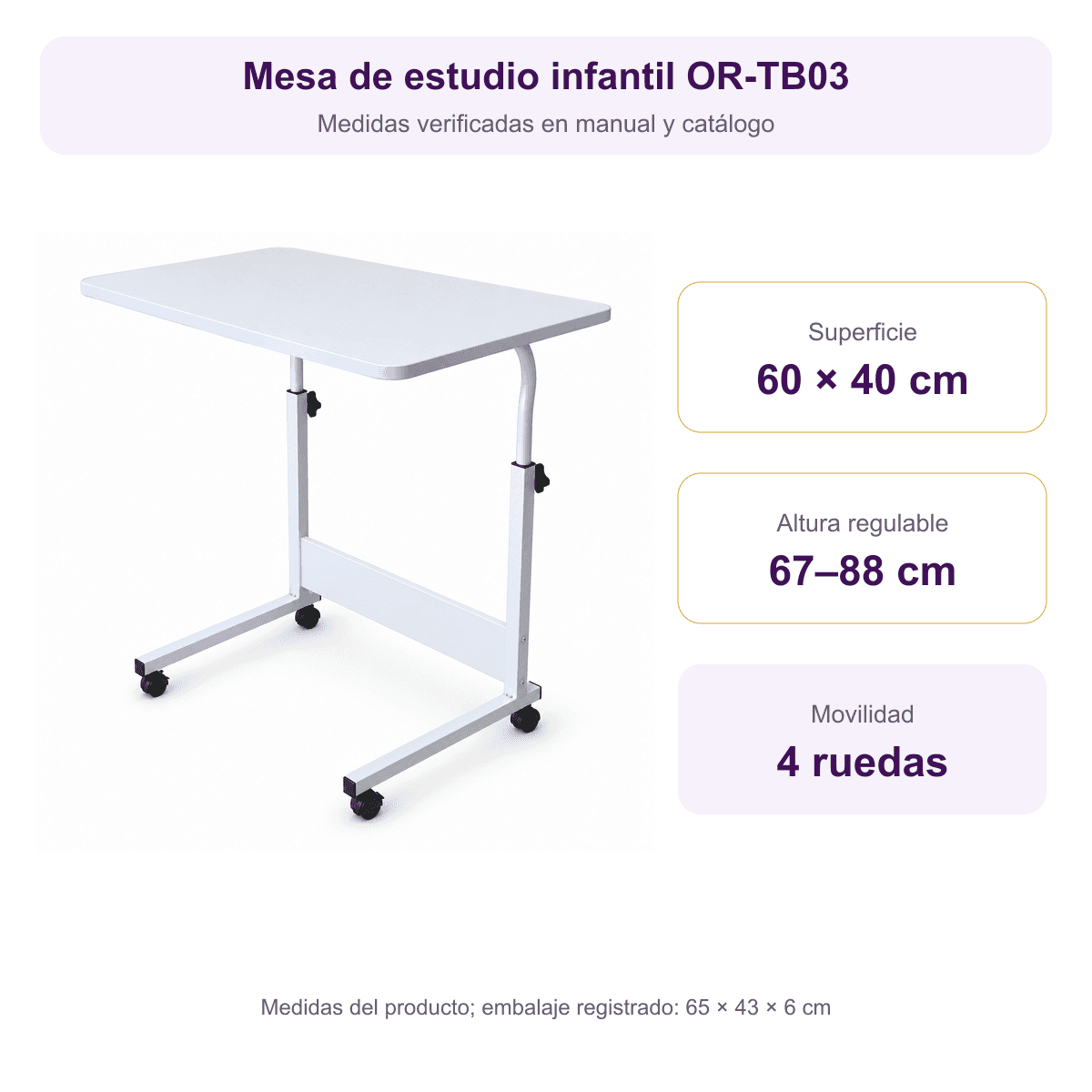 HANDOFF-2026-10-06||MESPLEGINF|04|a614e34165d2|Mesa de Estudio Infantil ORYX OR-TB03 Regulable con Ruedas – 3 Colores