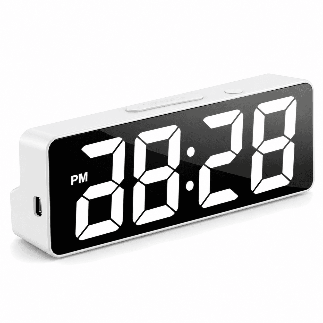 Reloj Digital Despertador MODV-000Q Blanco con Frente Espejo