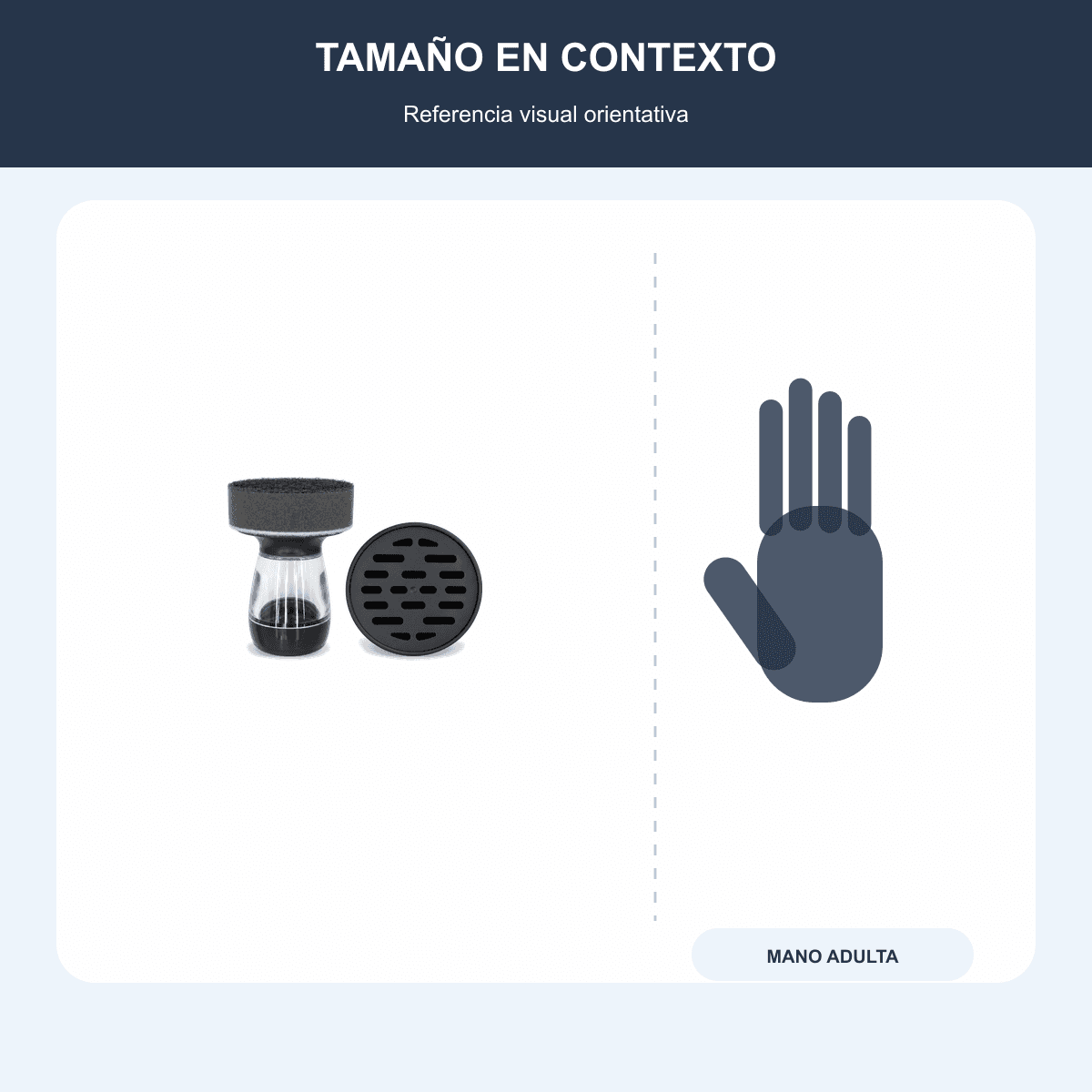 HANDOFF-48|ESPCOCINAINT|04|fd2d0e06cd38|Cepillo de Cocina con Dispensador de Detergente y Base - Única - Referencia visual de escala
