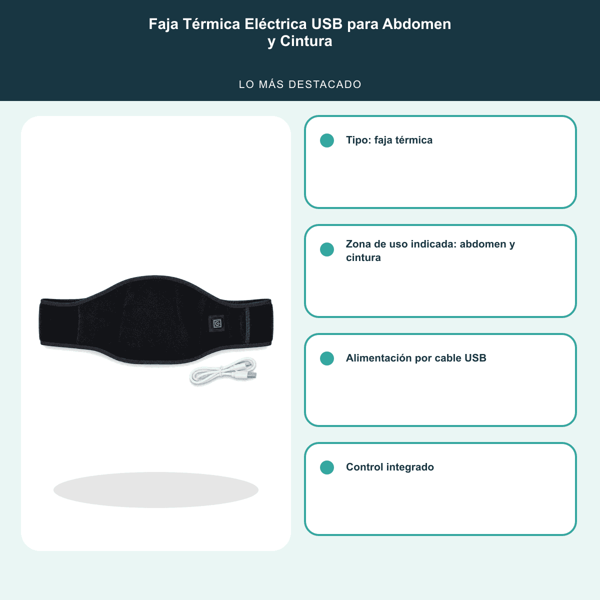 HANDOFF-48|DSH1-079|06|52fc95c1272d|Faja Térmica Eléctrica USB para Abdomen y Cintura - Única - Informacion destacada