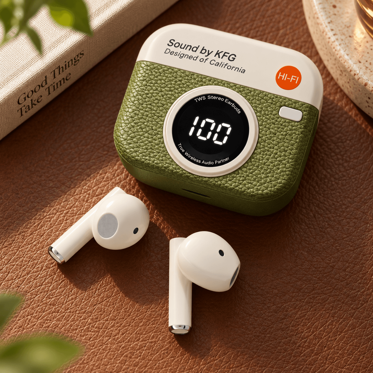 Auriculares Inalámbricos con Estuche Cámara Retro y Visor de Carga — miniatura 2