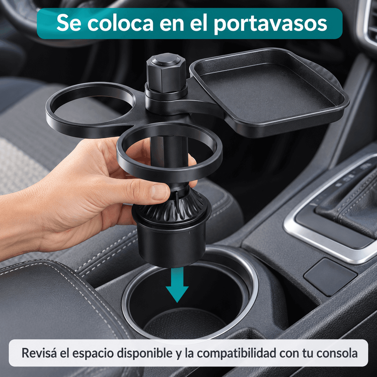 Instalación del soporte en un portavasos compatible de la consola |SOPMULTAUT|
