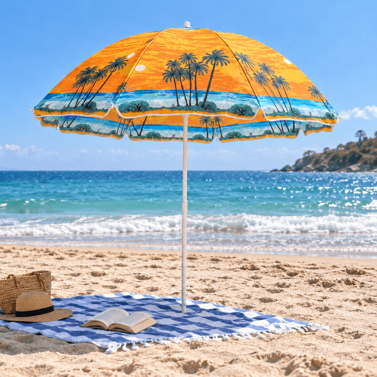 Sombrilla Playera Tropical Estampada 150 cm con Poste Desmontable - foto 02 [SOMBRILLA-KM7450-2026-09-25 657dfc8104e1]