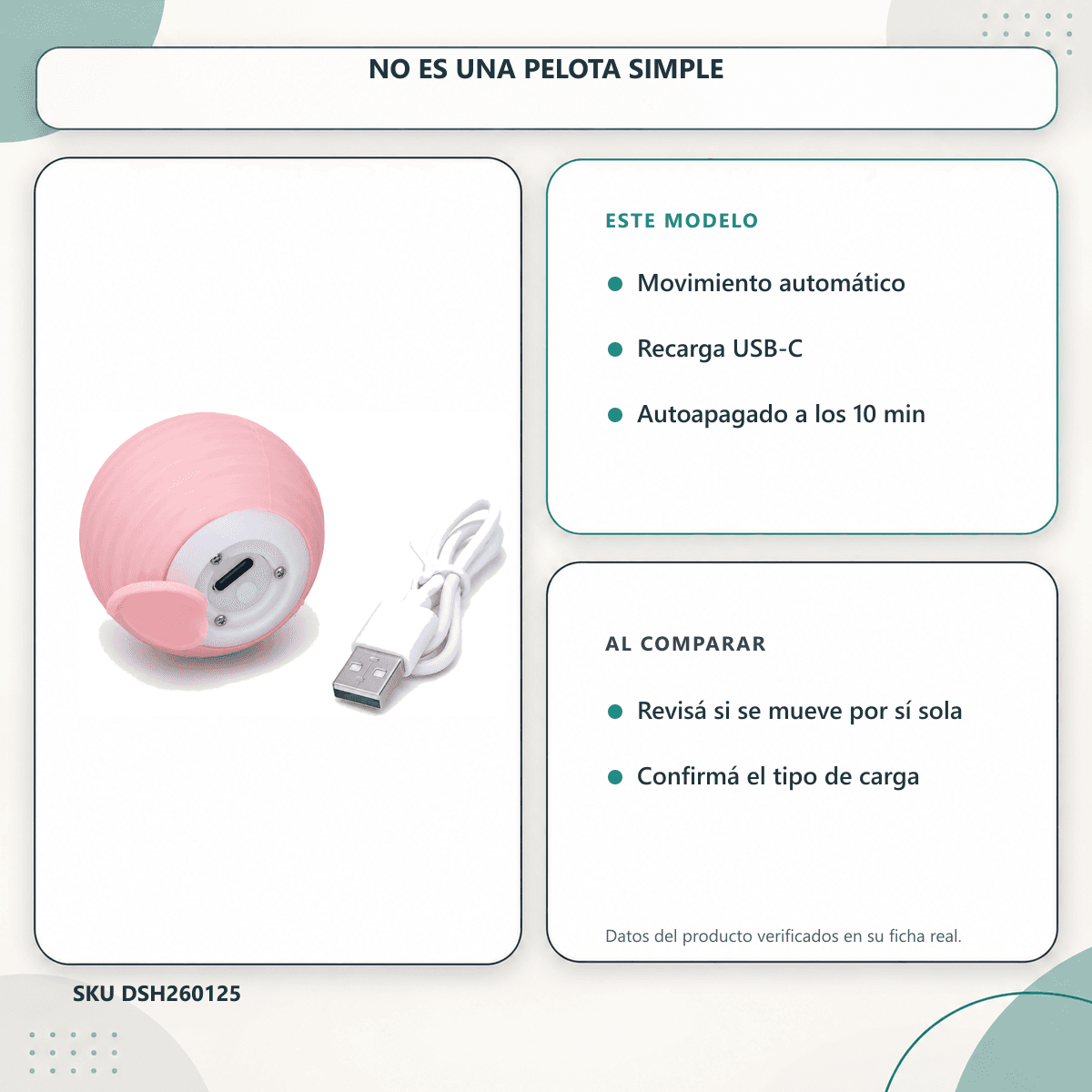 HANDOFF-48|DSH260125|06|4d2602c81ab5|Pelota Interactiva Recargable para Gatos con Movimiento - Rosa - Comparativa de prestaciones verificadas