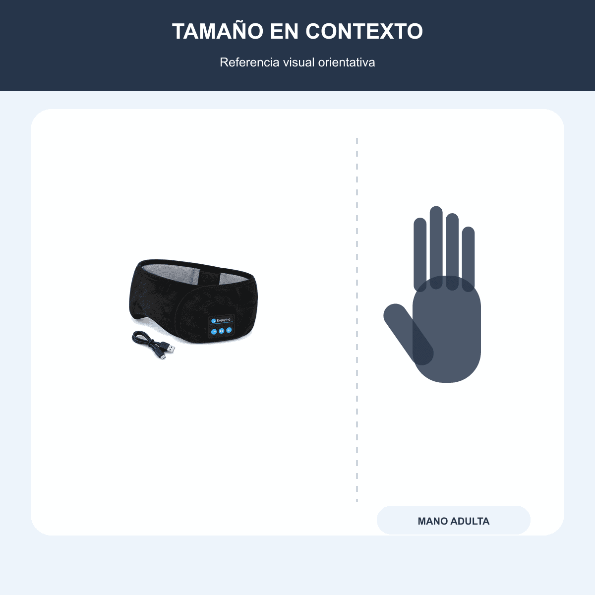 HANDOFF-48|DSH1-077|04|2ee7771d29fb|Antifaz Bluetooth con Auriculares para Dormir - Negro - Referencia visual de escala