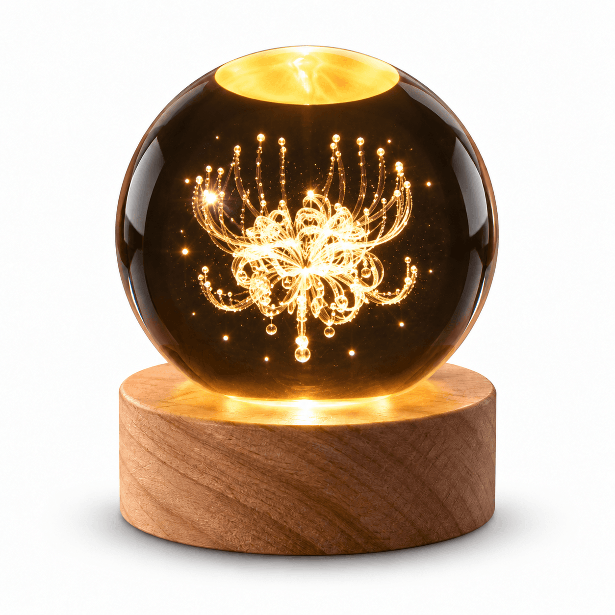 Esfera de Luz Bola de Cristal con Grabado 3D y Base de Madera — miniatura 4