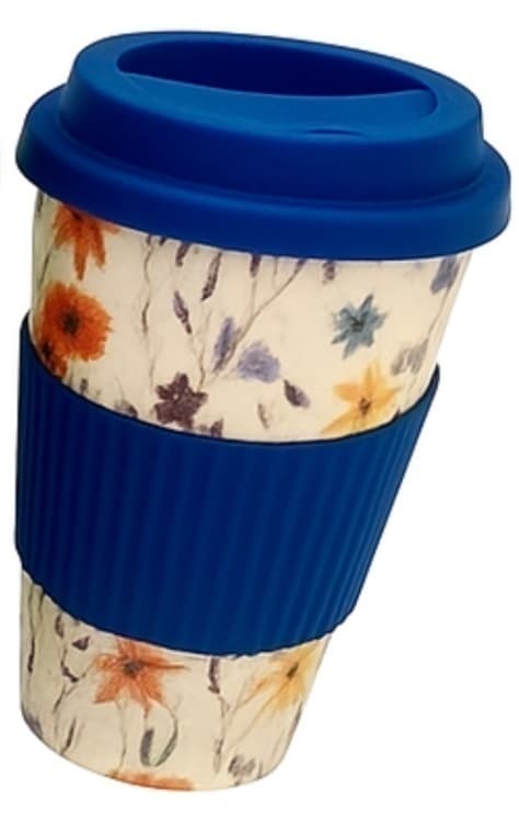 VASO DE BAMBU C/TAPA Y AGARRE DE SILIC 450 cc