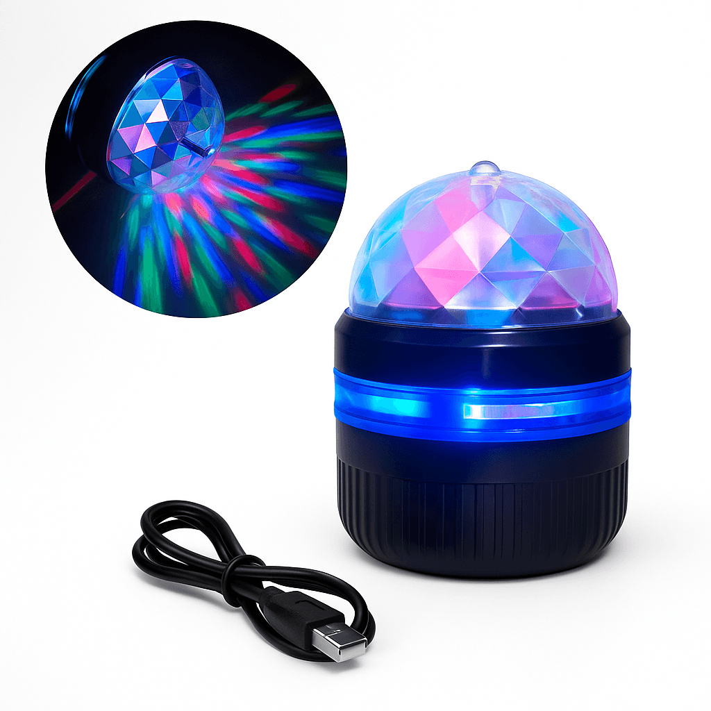 MINI FOCO LED RGB GIRATORIO BOLICHERO