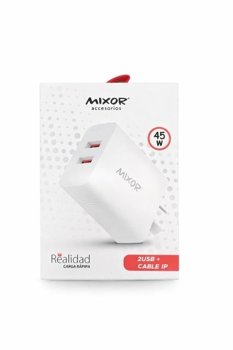 CARGADOR 220V 45W-REALIDAD-2 USB+CABLE LIGHTNING