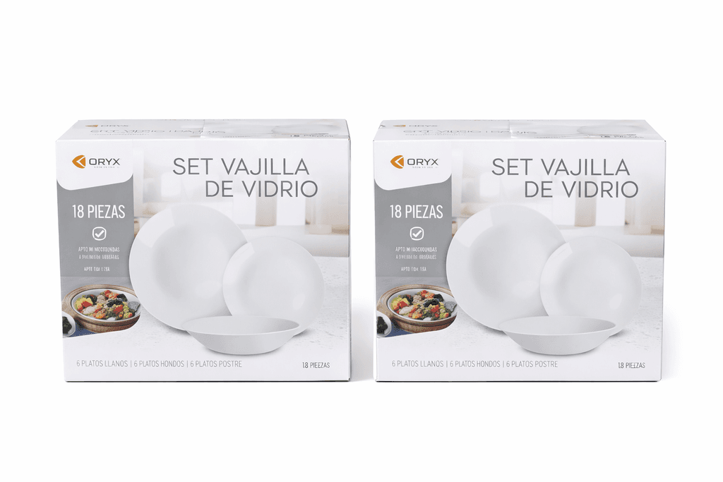SET DE VAJILLAS 18 PIEZAS (BLANCO) 6 PLATOS HONDOS + 6 PLATOS PLAYOS + 6 PLATOS PARA POSTRE