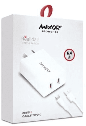 CARGADOR 6.4A - REALIDAD - 2 USB + CABLE USB A TIPO C- CARGA RÁPIDA