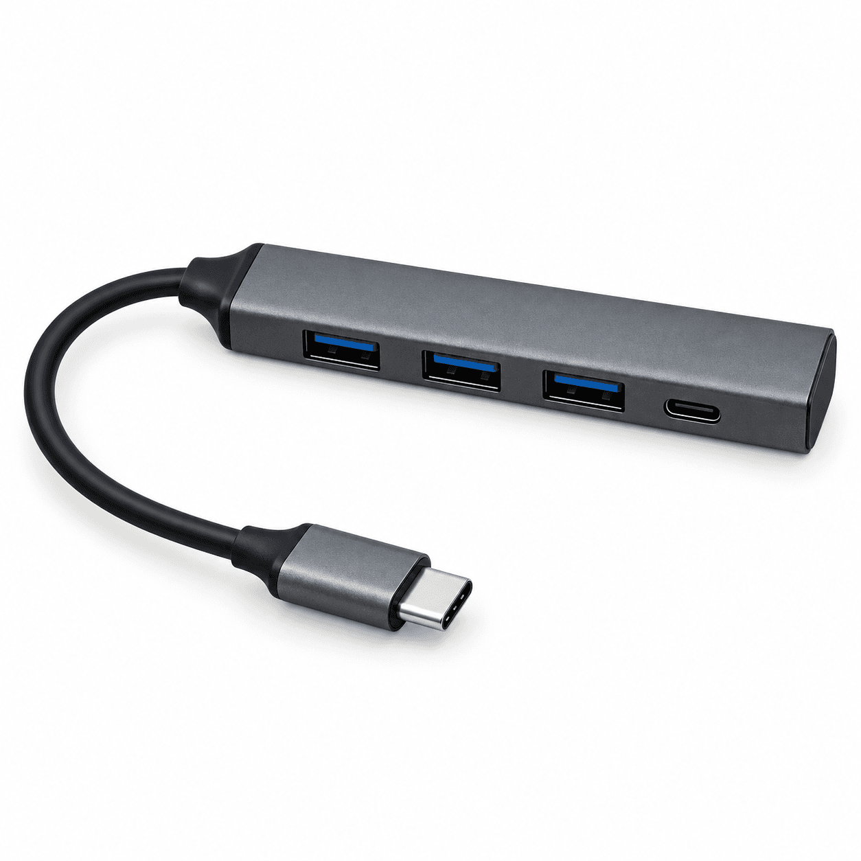 Hub USB Tipo C de 4 Puertos en Aluminio para Notebook