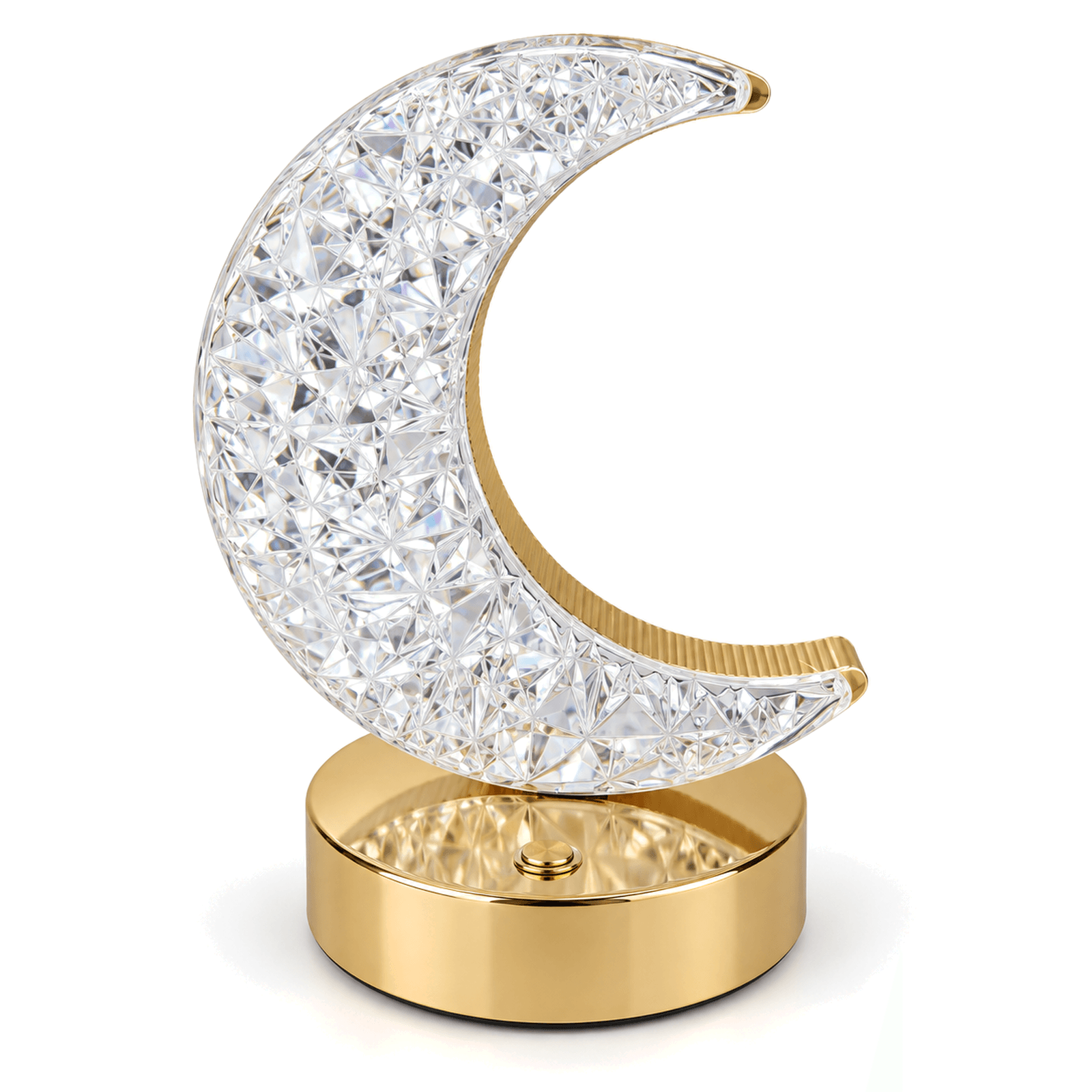 Lámpara de Mesa Luna LED Touch Efecto Cristal con Base Dorada